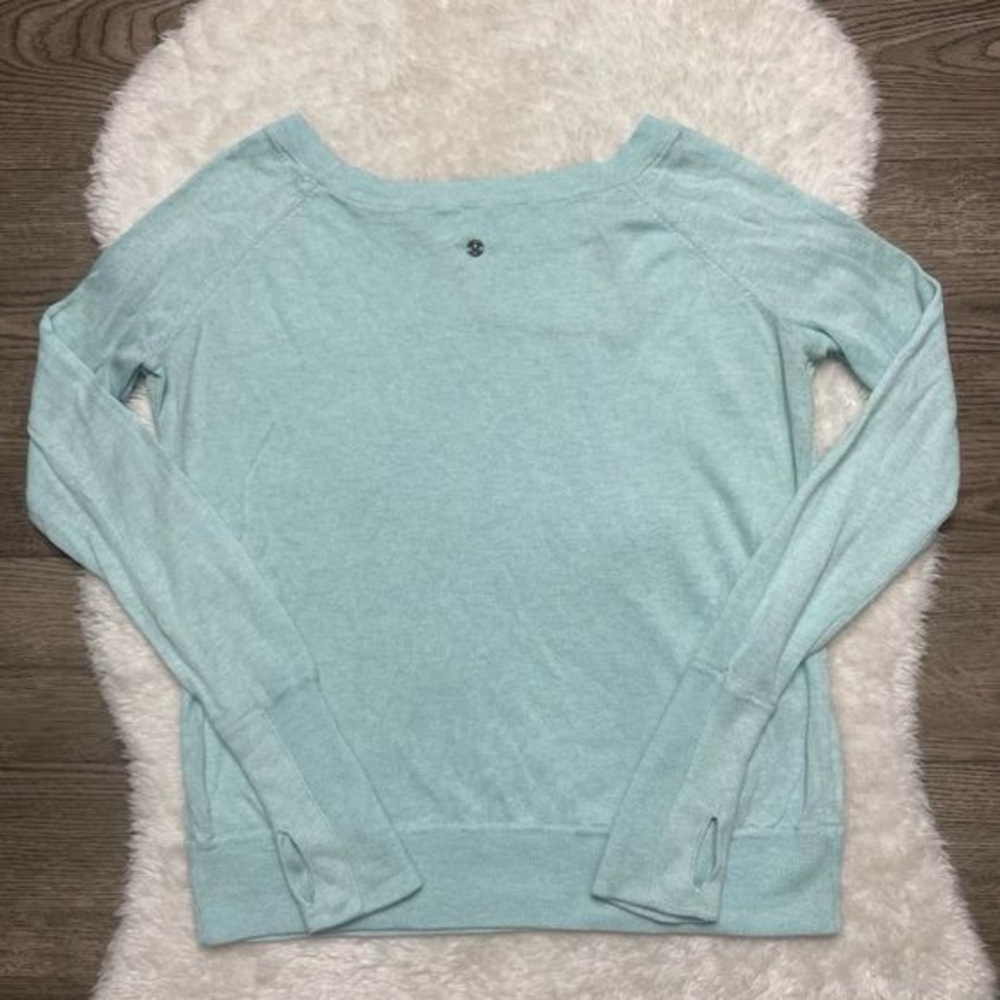Lululemon Chai Time Pullover Aqua Blue Boolux Lightweight Sweater Size 4 Small